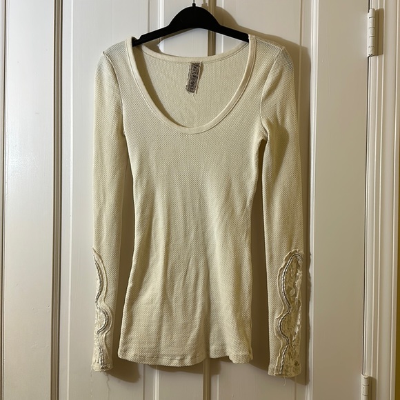 Free People Thermal Lace Sleeve Long Sleeve - Picture 1 of 6